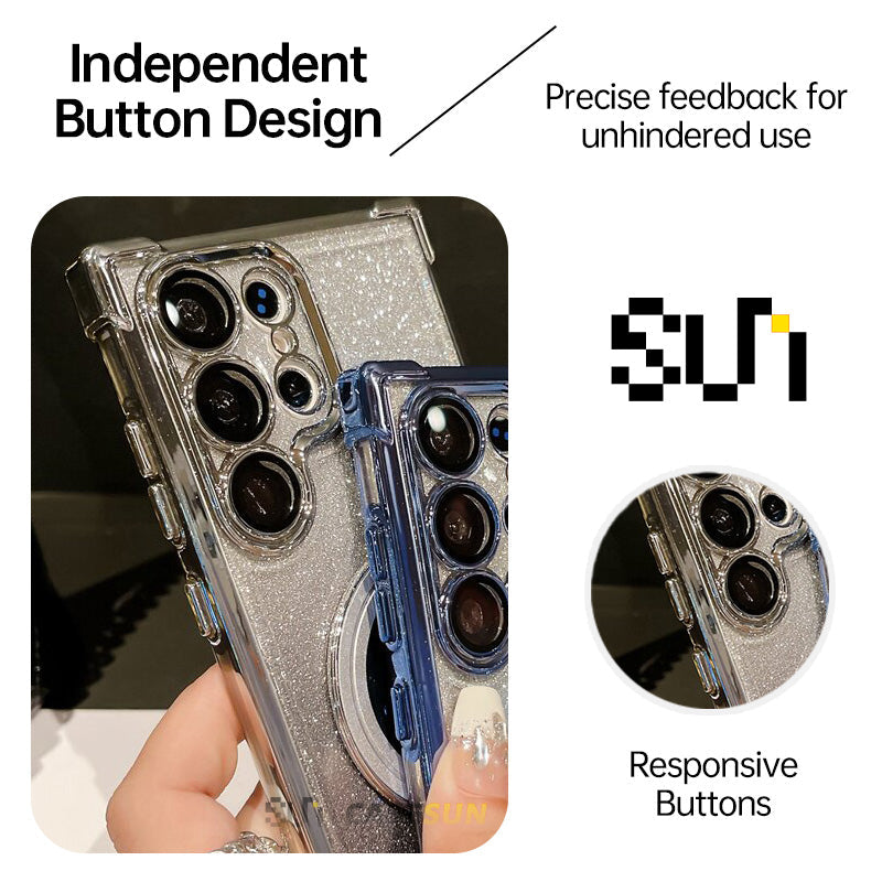 Electroplated Shockproof Magnetic Kickstand Case for Samsung S26 Ultra