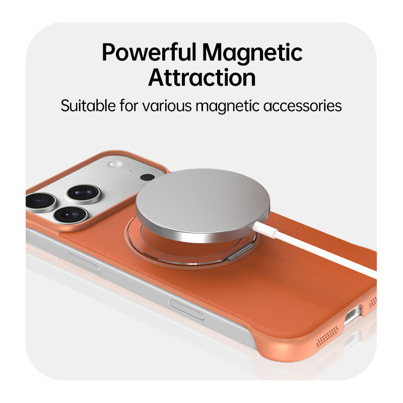  Zero-Edge Leather MagSafe Stand Case for iPhone 17 Pro Max