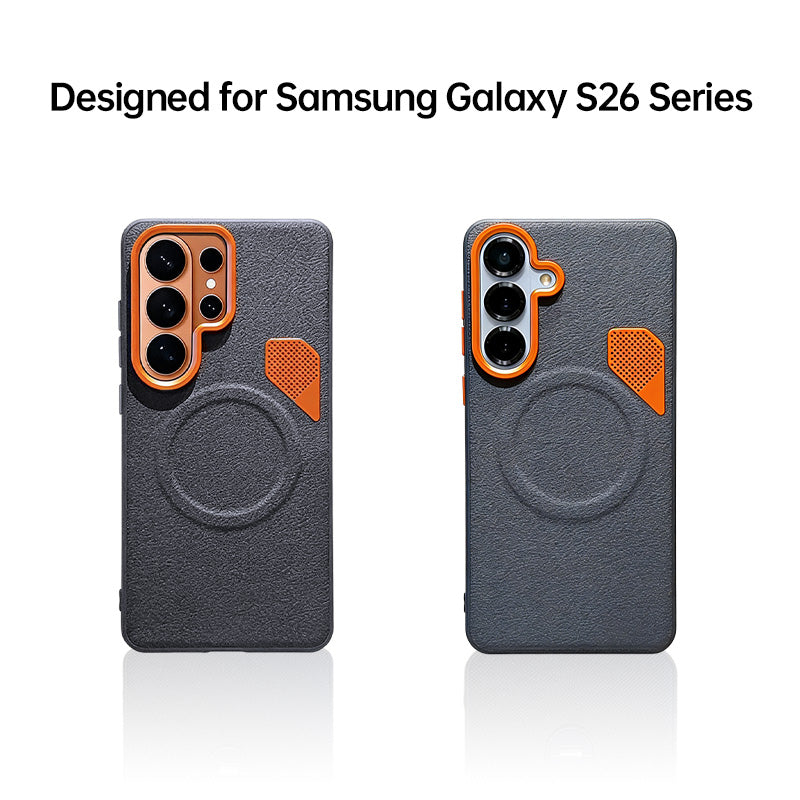 Premium Matte Leather Magnetic Cooling Case for Samsung S26 Ultra