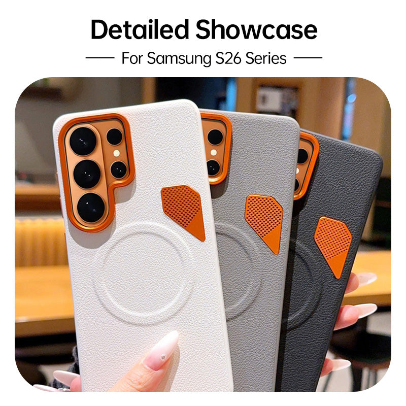CASESUN matte vegan leather magnetic case for Samsung Galaxy S26 Series color options