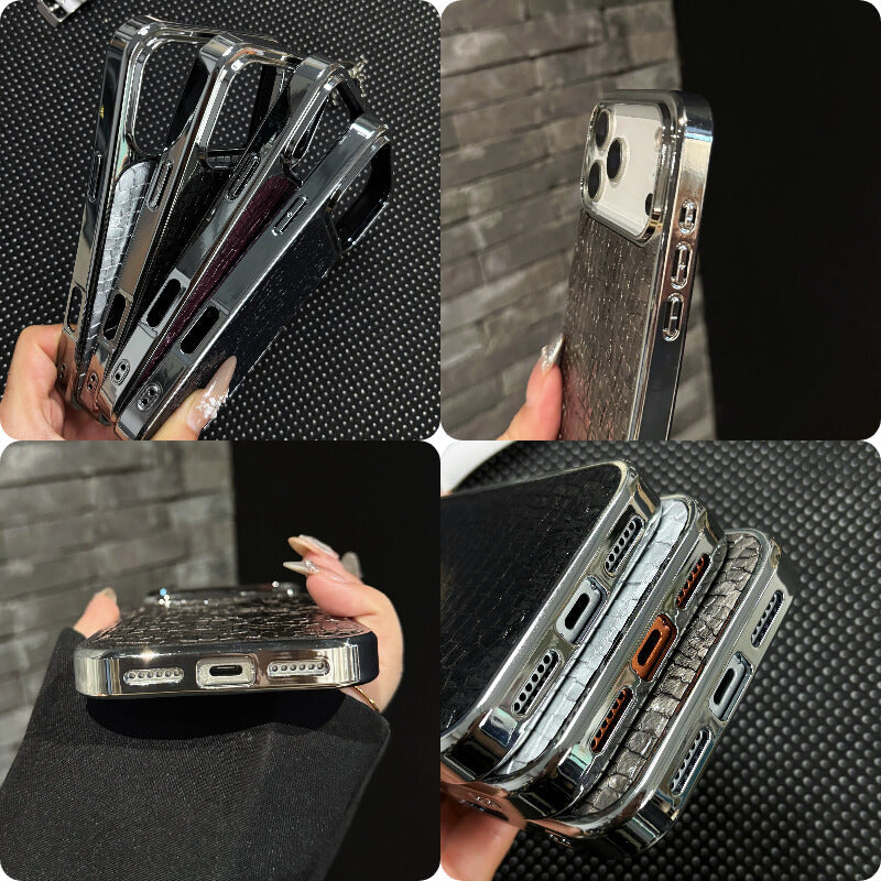Crocodile Texture Electroplated Frame Case for iPhone 17 Series