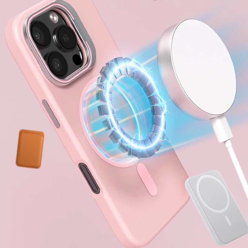 Magnetic Silicone Lens-Stand Case for iPhone 16 Pro Max