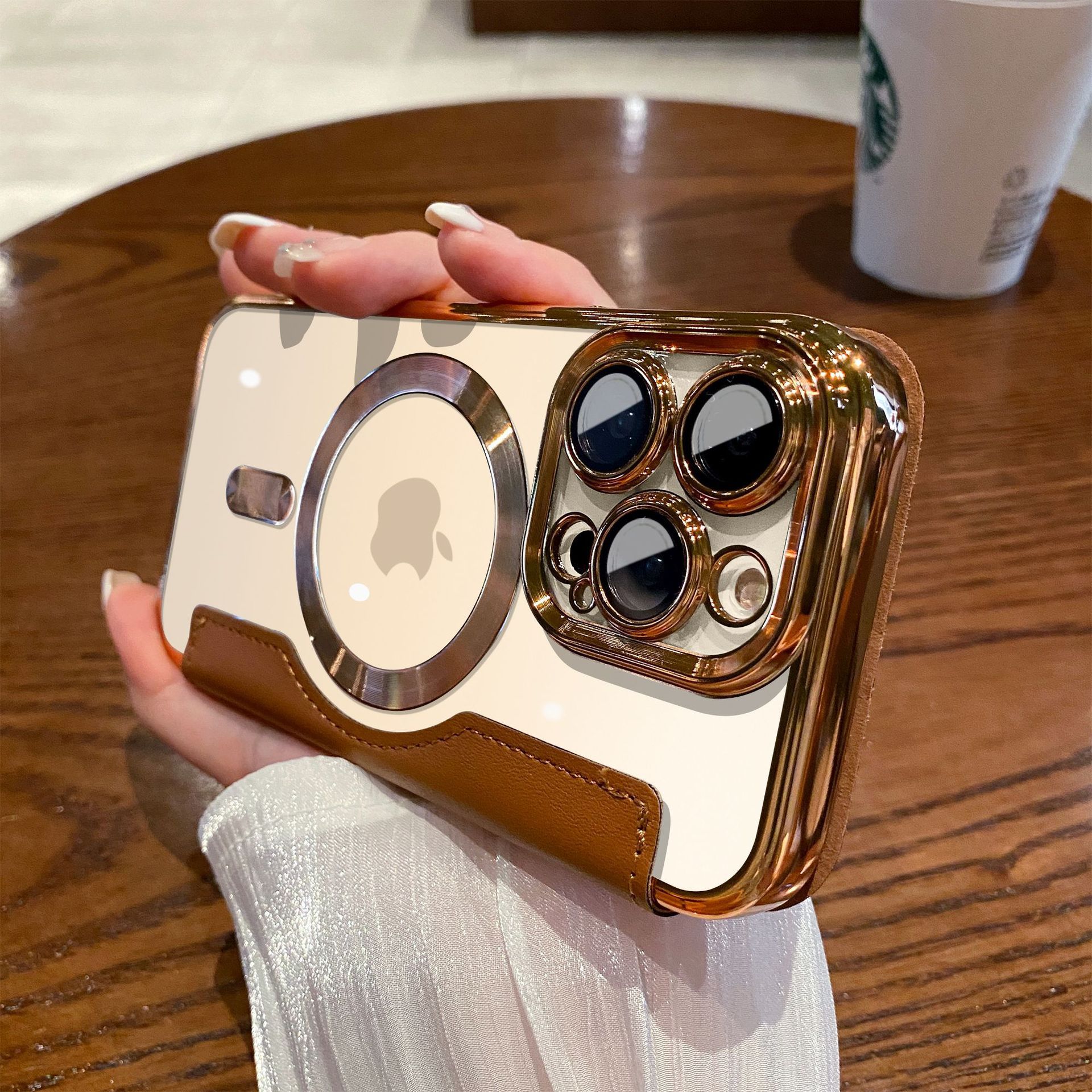New Apple 17 series personalized leather texture flip iPhone case