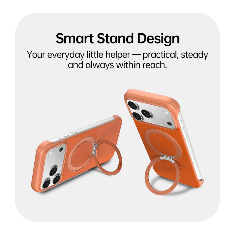  Zero-Edge Leather MagSafe Stand Case for iPhone 17 Pro Max