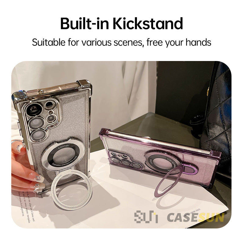 Electroplated Shockproof Magnetic Kickstand Case for Samsung S26 Ultra