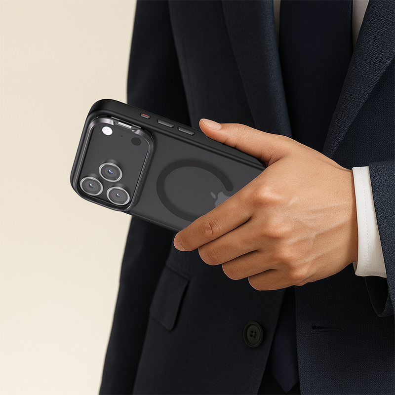 Matte Lens Stand Magnetic Case For iPhone 17 Series