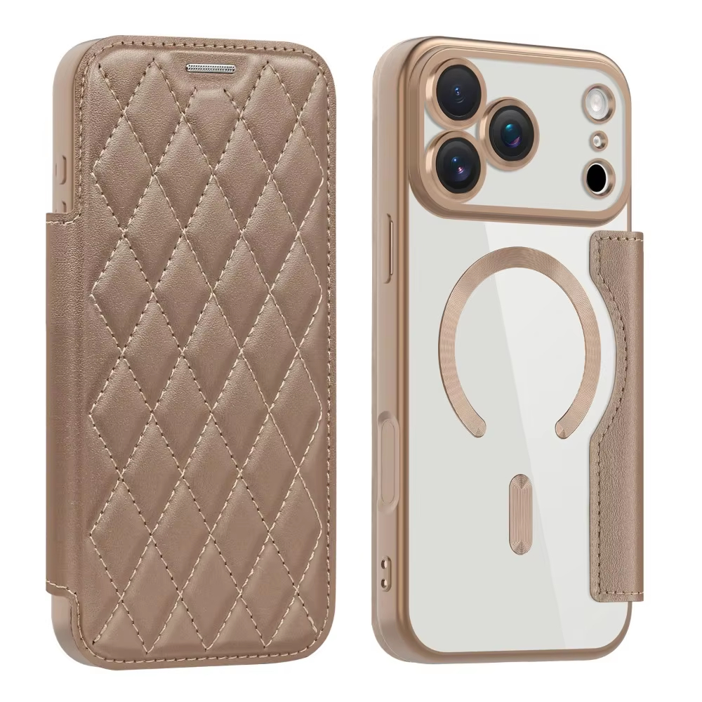 New Striped Leather Folio Wallet Case for iPhone