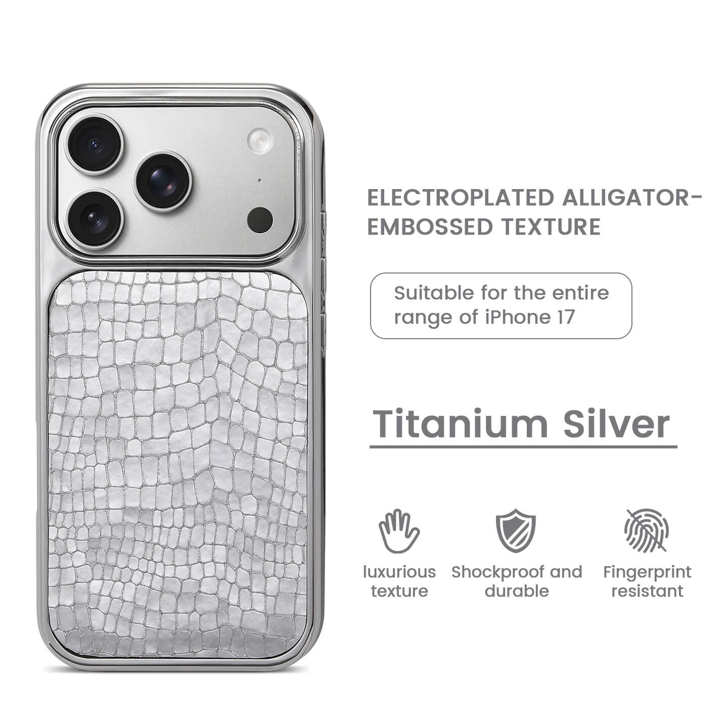 Crocodile Texture Electroplated Frame Case for iPhone 17 Series