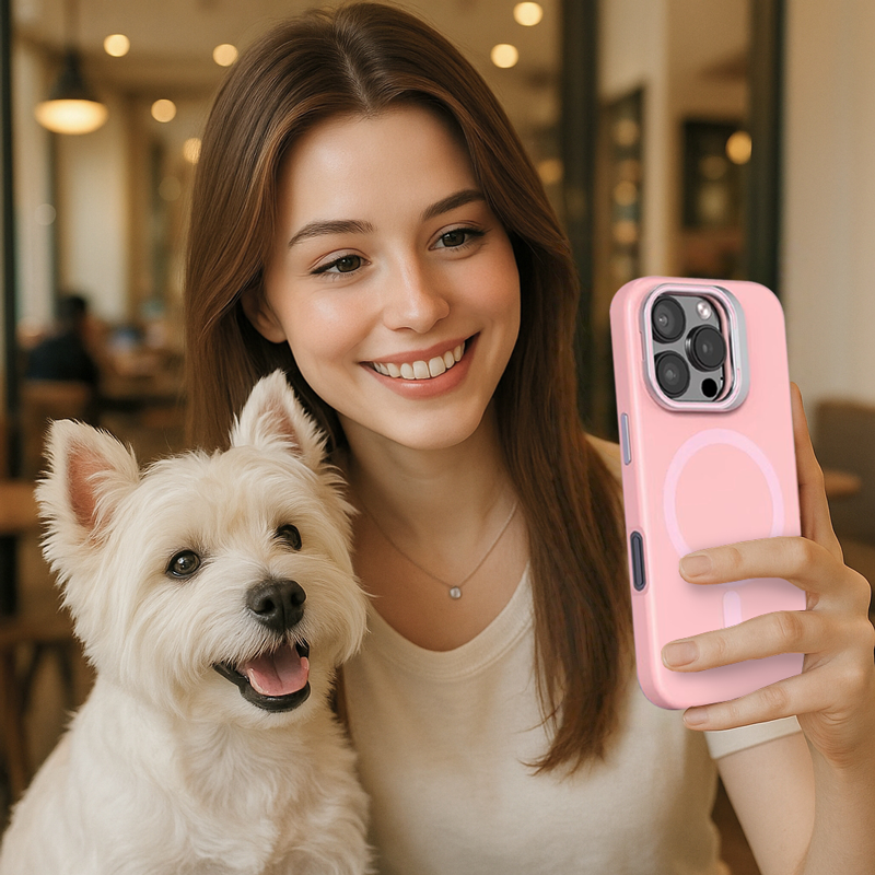 Magnetic Silicone Lens-Stand Case for iPhone 16 Pro Max