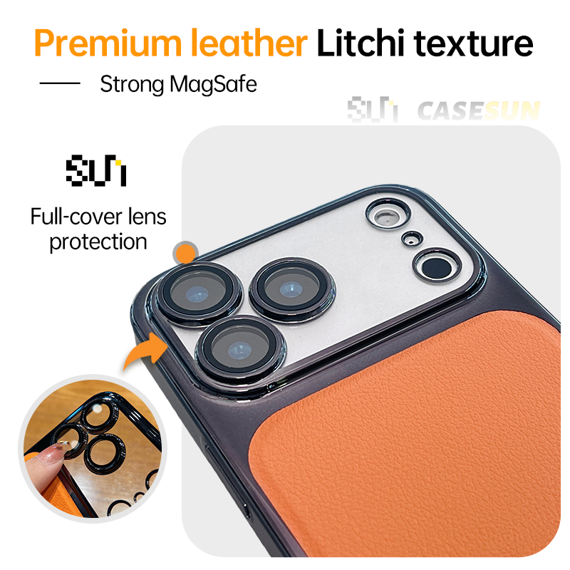 CASESUN Electroplated Eco-Leather Case for iPhone 17/16/15/14 Series
