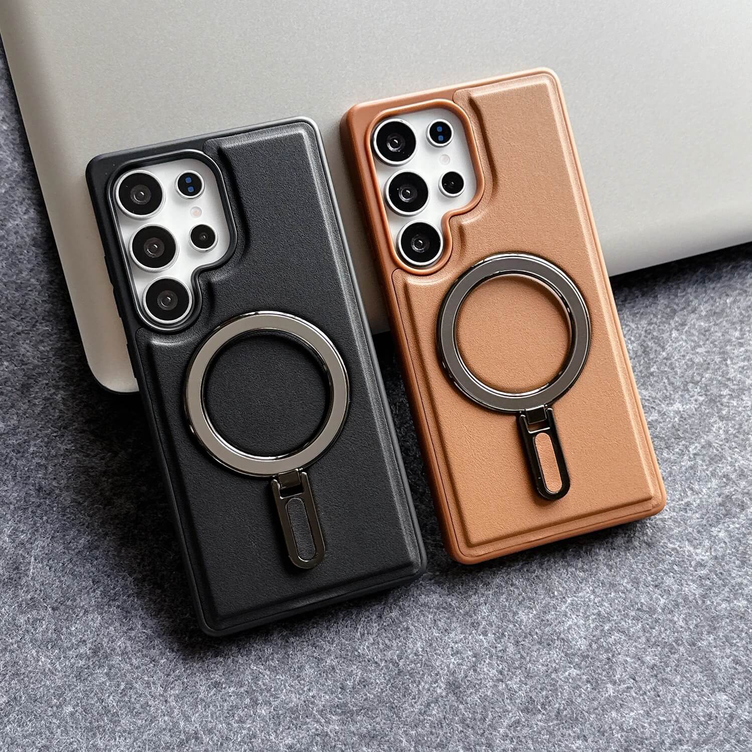 Leather MagSafe Stand Case for Samsung S25 Series