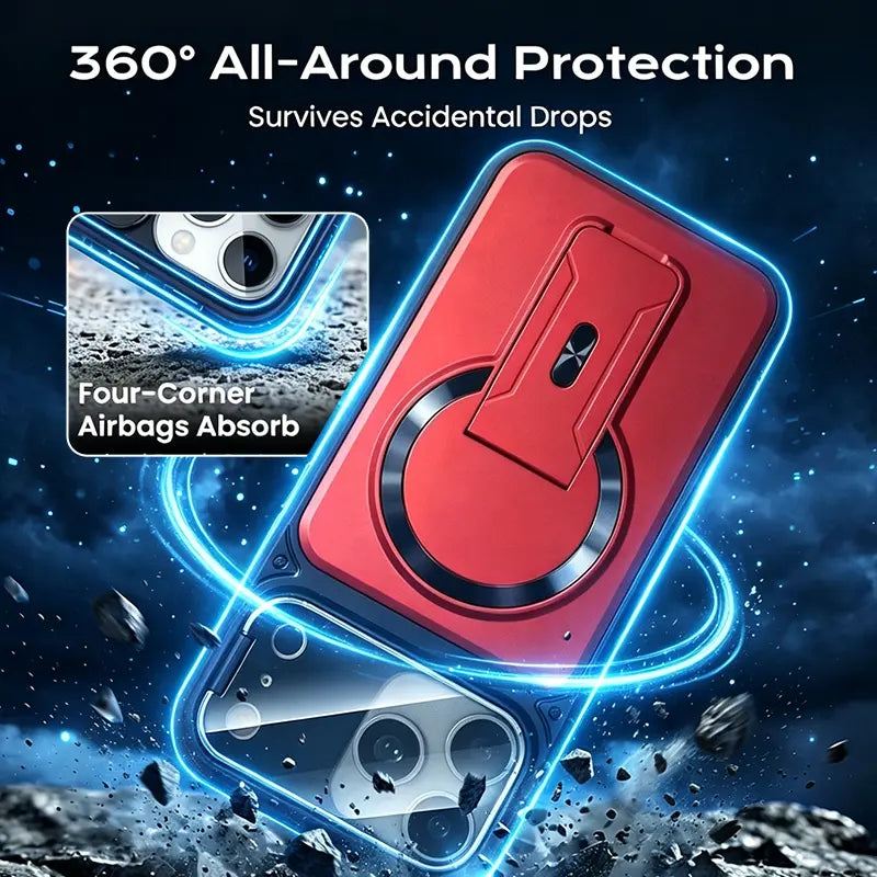 Full-Coverage Shock-Resistant Invisible Stand Case for iPhone 17 Series