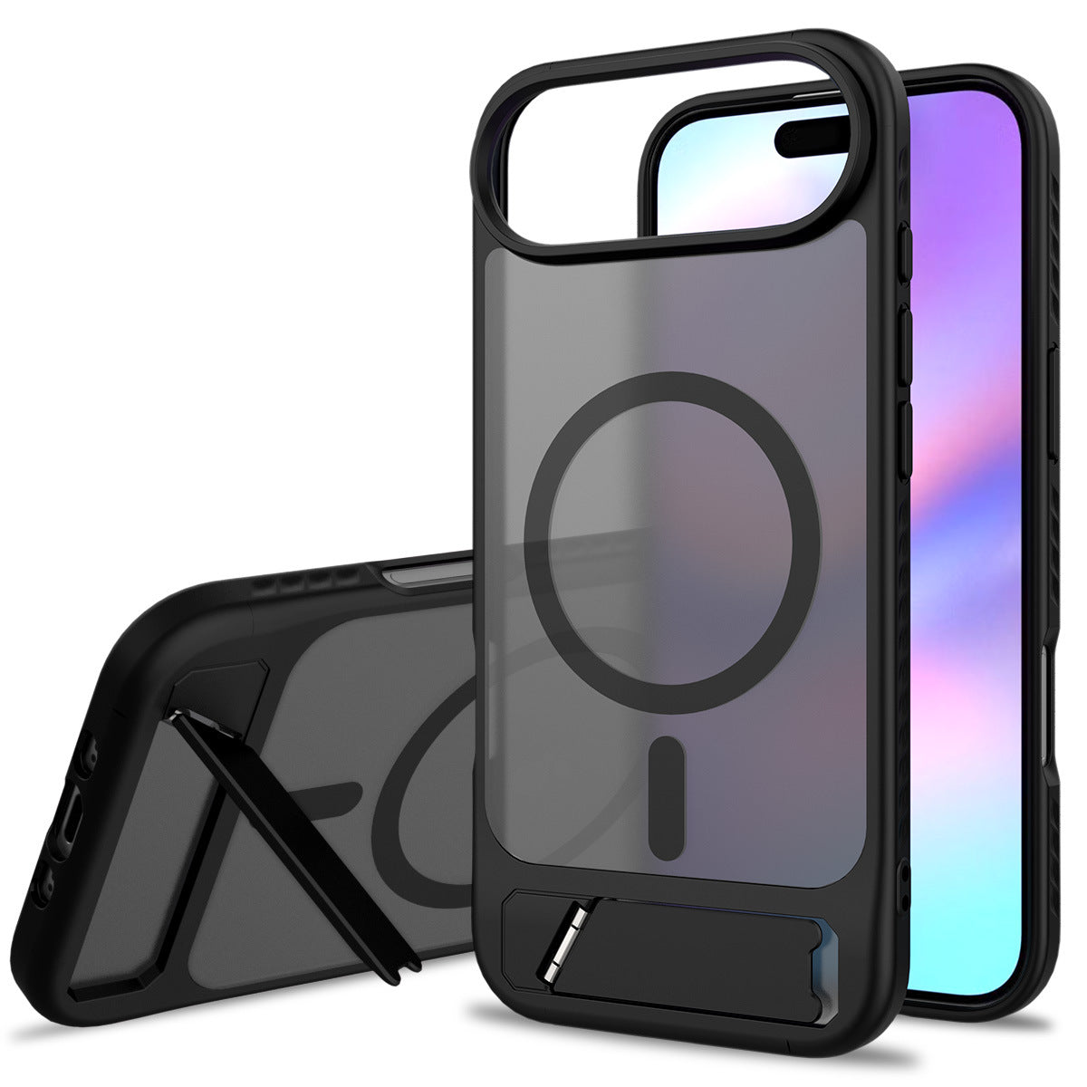 Matte Magnetic Armor Kickstand Case For iPhone 17 Pro Max