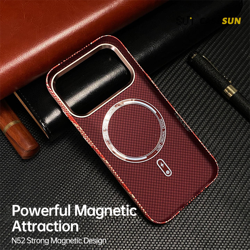 CASESUN Red Serpent Kevlar textured Slim MagSafe Case for iPhone 17 Series