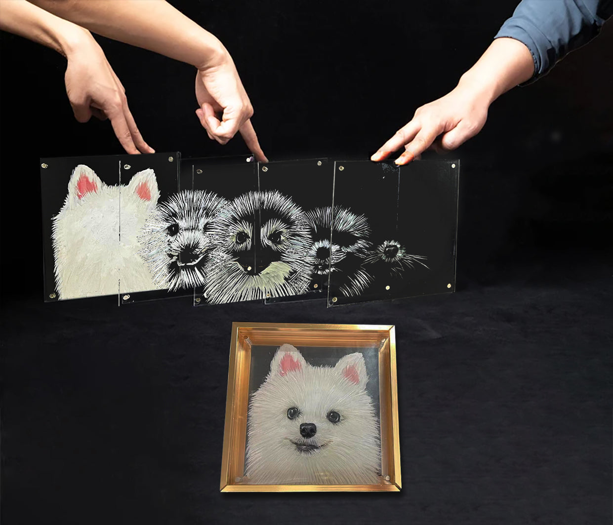 2024LuckyPet's Exquisite Hand-Painted Glass Pet Portraits: Custom Crafted for Cherished Memories