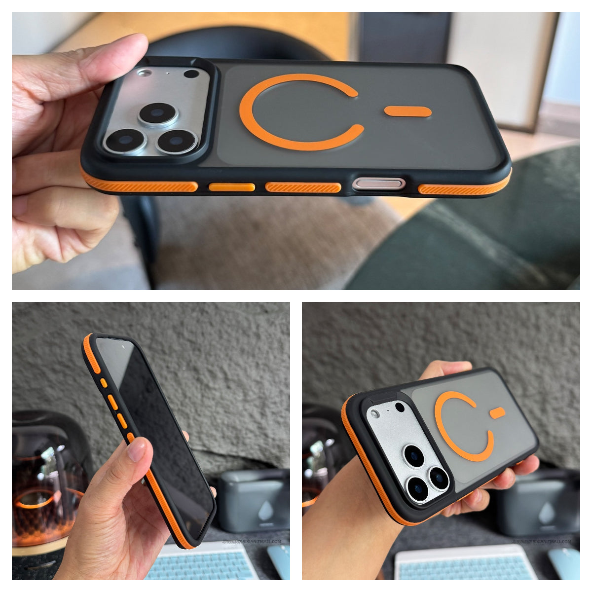 Matte Black Magnetic Case with Anti-Slip Strip for iPhone 17 Series