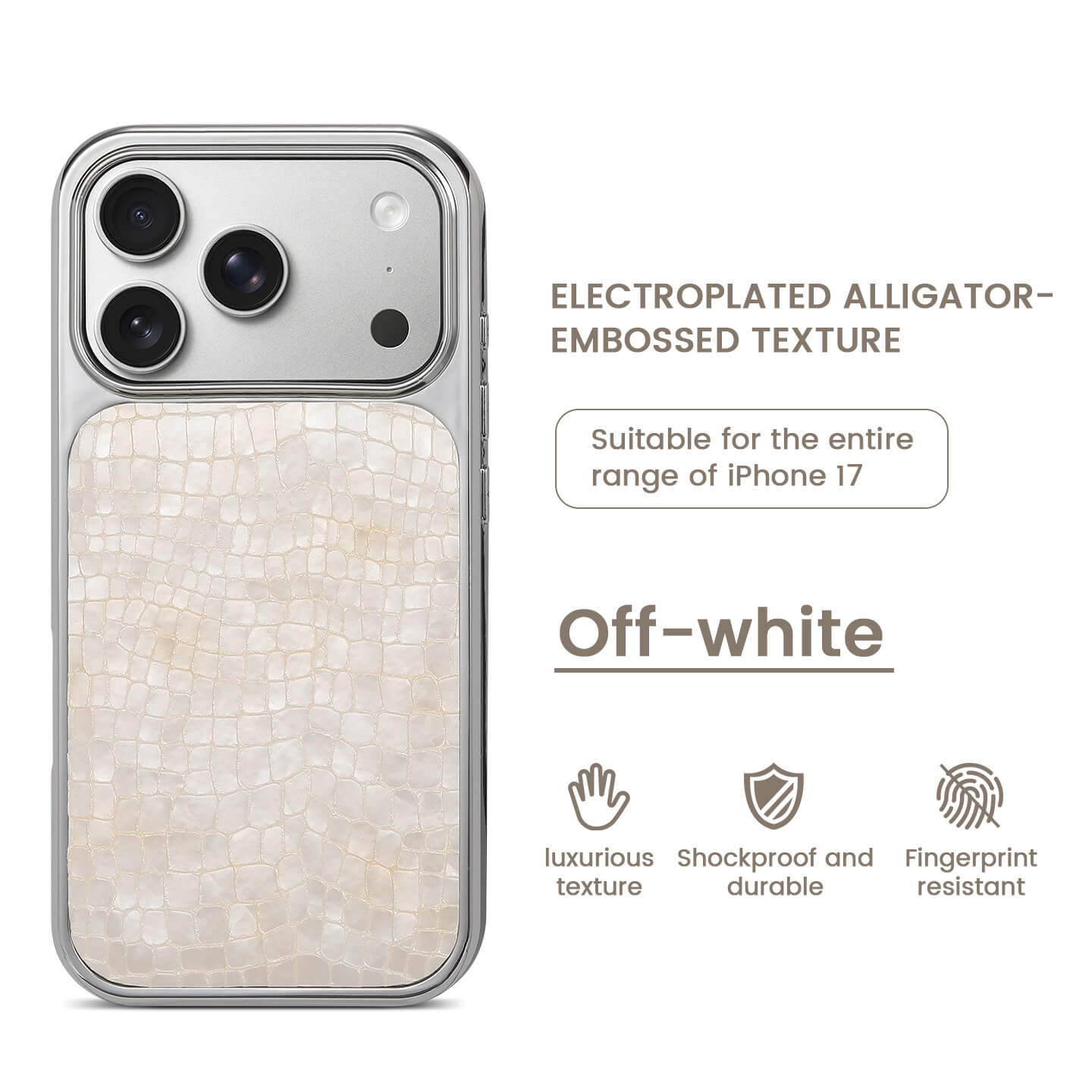 Crocodile Texture Electroplated Frame Case for iPhone 17 Series
