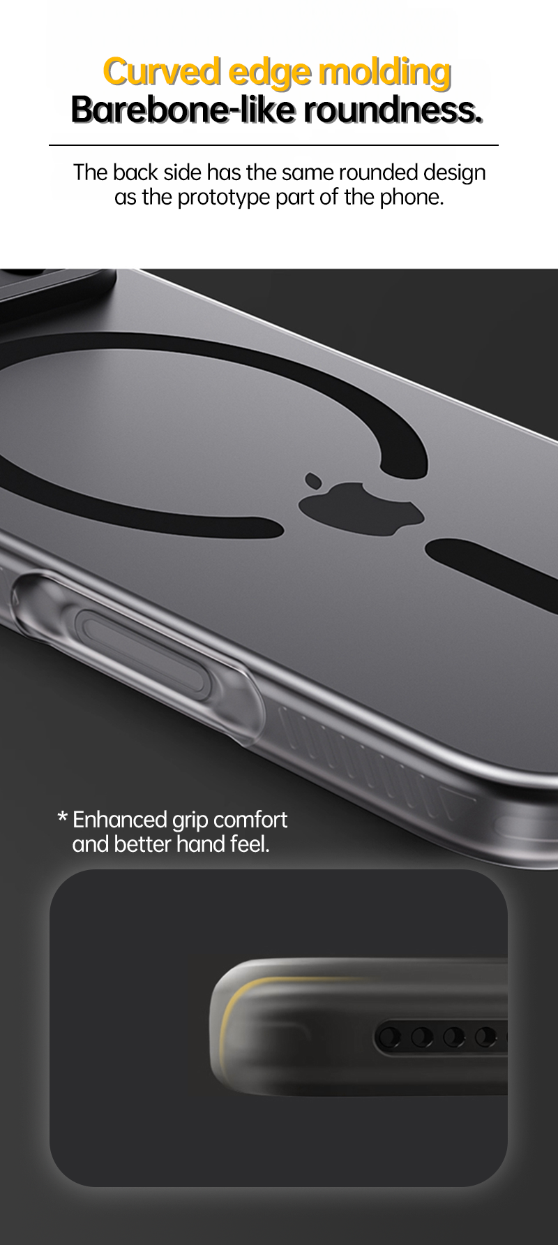 CASESUN-Side close-up of curved edge design showing comfort grip.