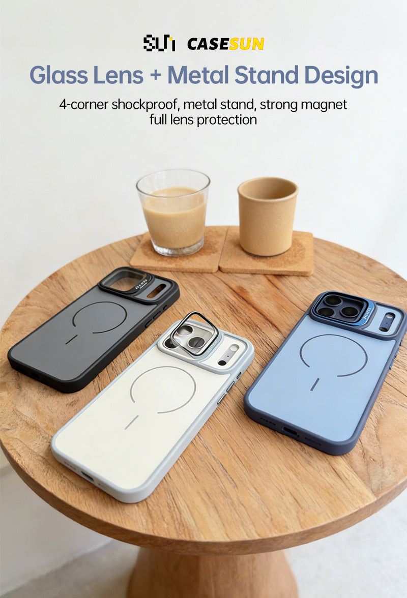 CASESUN iPhone 17 Pro Max magnetic kickstand case with glass camera cover color options