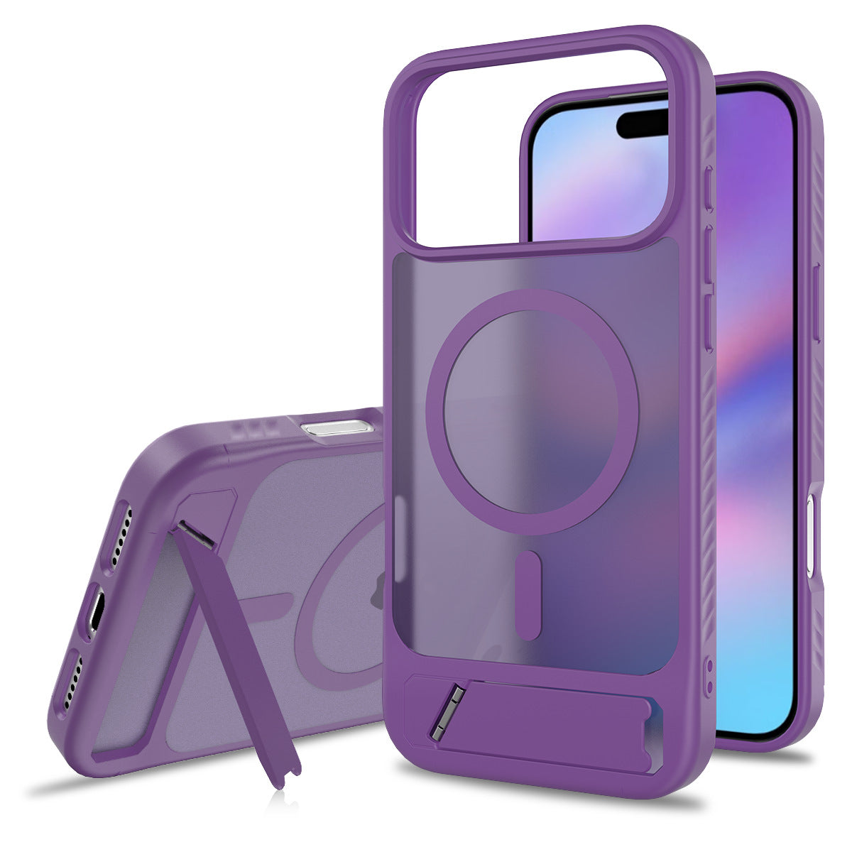 Matte Magnetic Armor Kickstand Case For iPhone 17 Pro Max