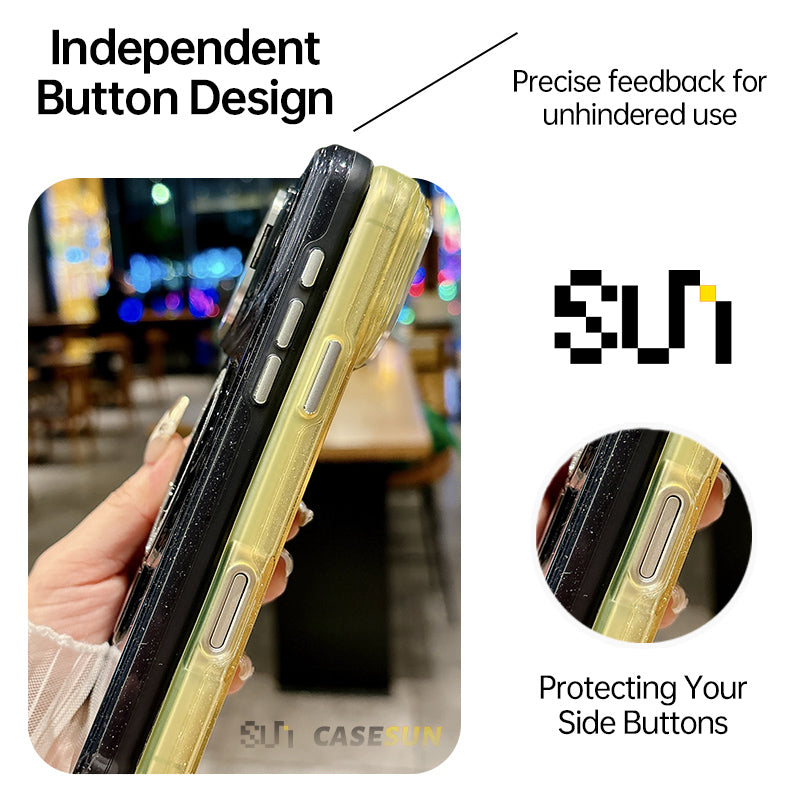8️⃣ 磁吸兼容展示（无线充）  Alt: CASESUN magnetic compatible clear case for iPhone 17 Pro Max with wireless charging support  9️⃣ 侧边按键与开孔  Alt: CASESUN clear phone case precise cutouts and responsive buttons for iPhone 17 Pro Max