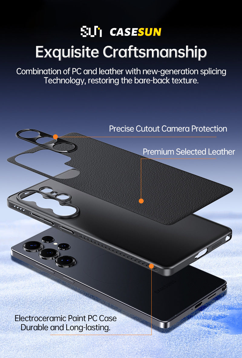 CASESUN Galaxy S26 Ultra multi layer structure leather PC phone case