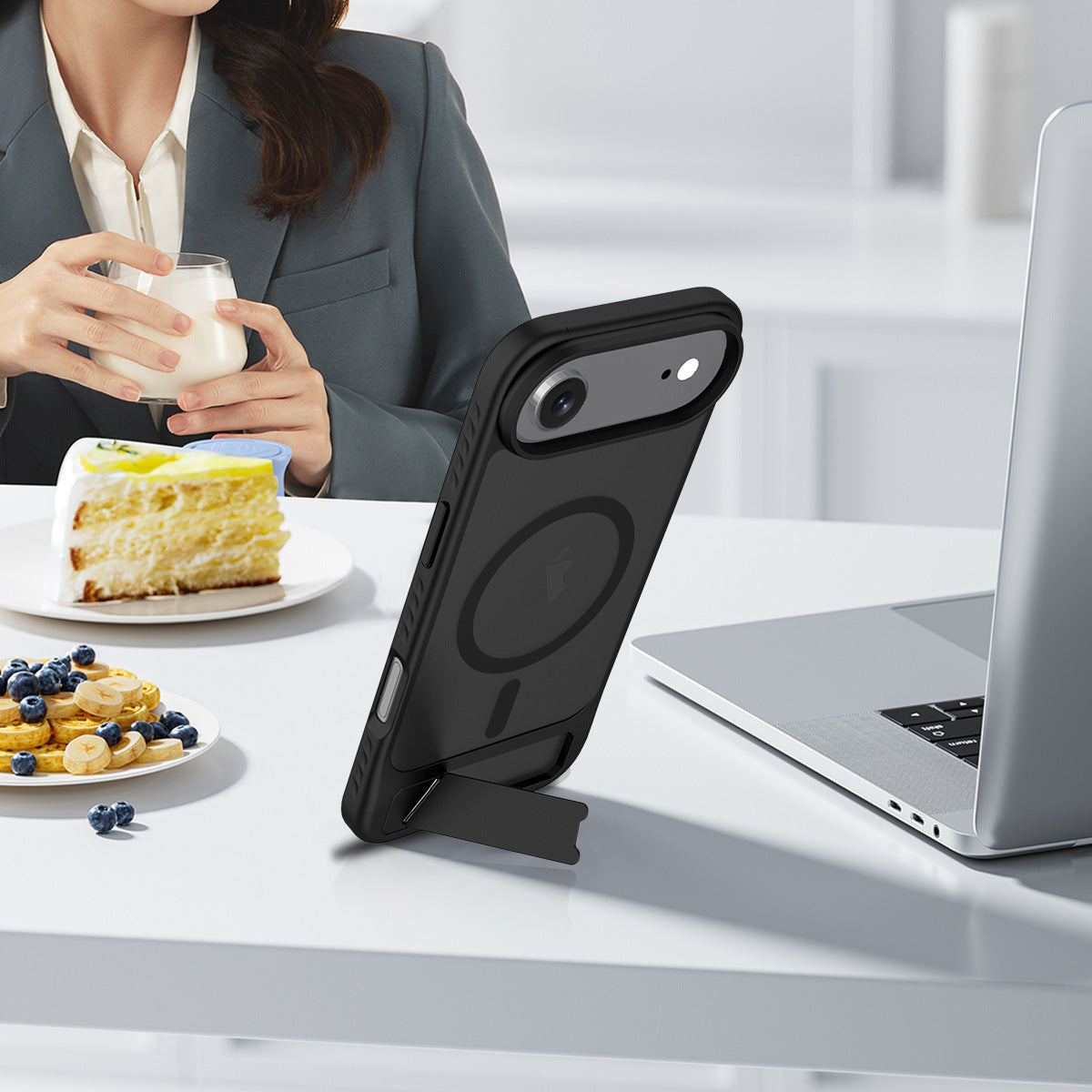 Matte Magnetic Armor Kickstand Case For iPhone 17 Pro Max