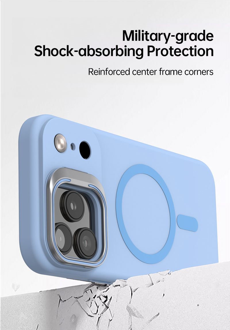 CaseSun-Shockproof iPhone 17 silicone case with reinforced corners and raised bezels for drop protection.