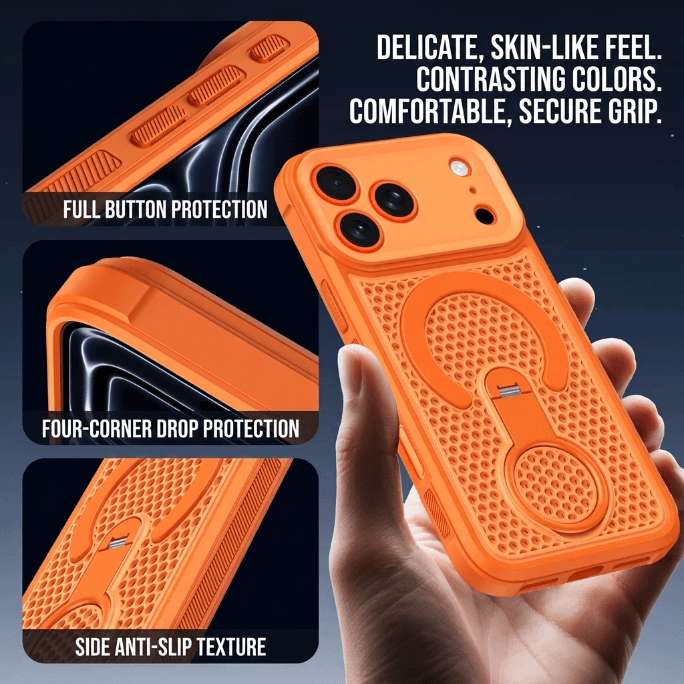 Full-Cover Honeycomb-Patterned 360° Magnetic Case for iPhone 17 Series