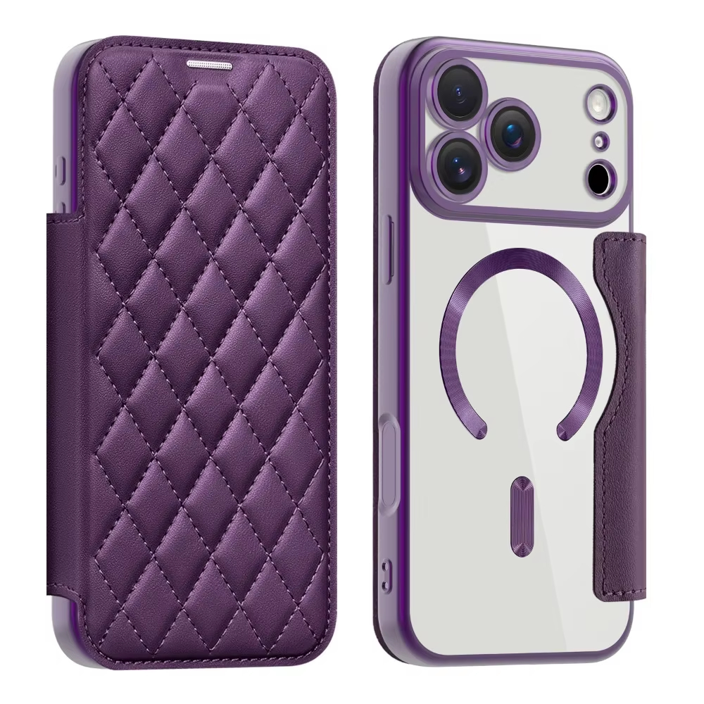 New Striped Leather Folio Wallet Case for iPhone