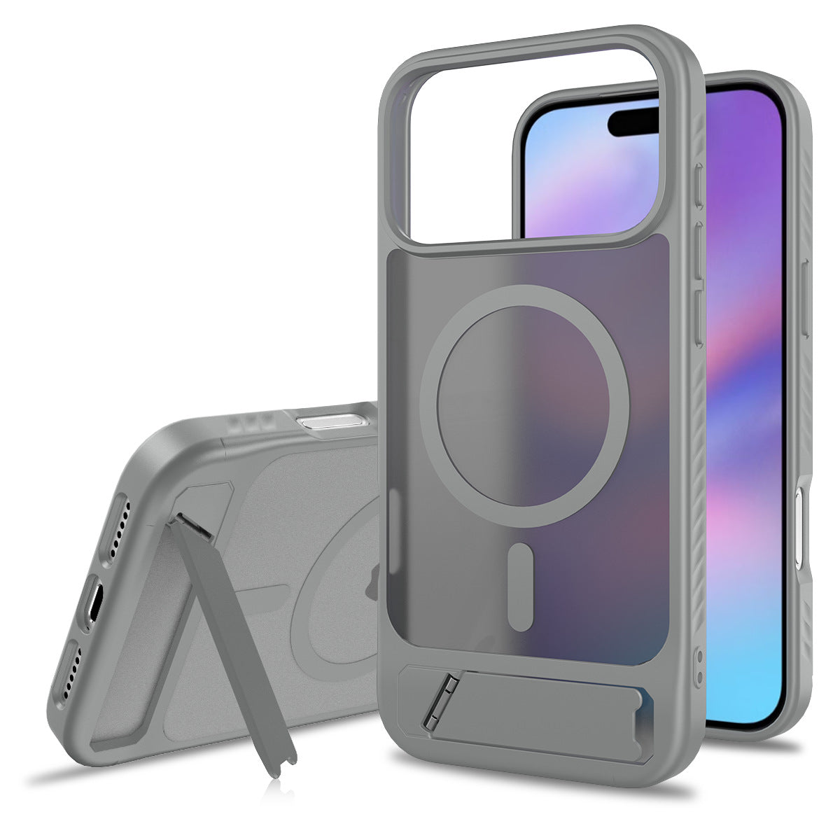 Matte Magnetic Armor Kickstand Case For iPhone 17 Pro Max