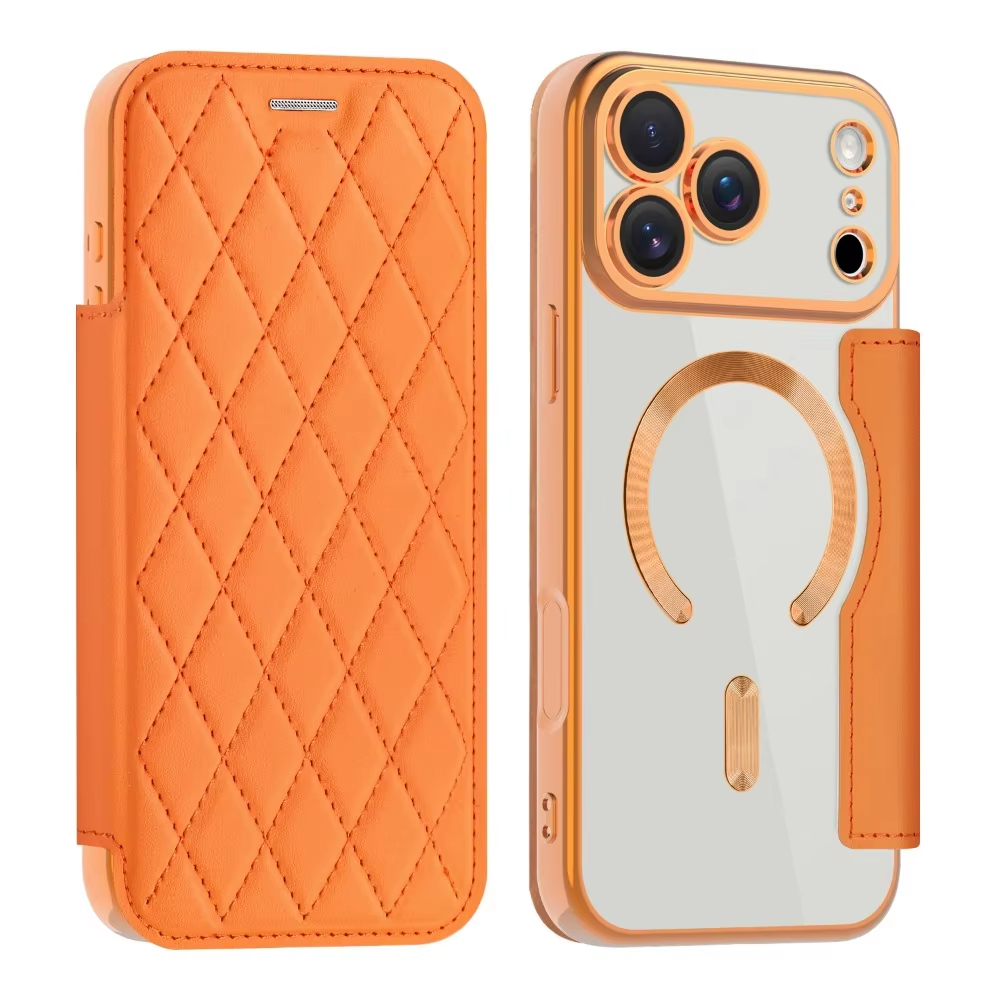 New Striped Leather Folio Wallet Case for iPhone