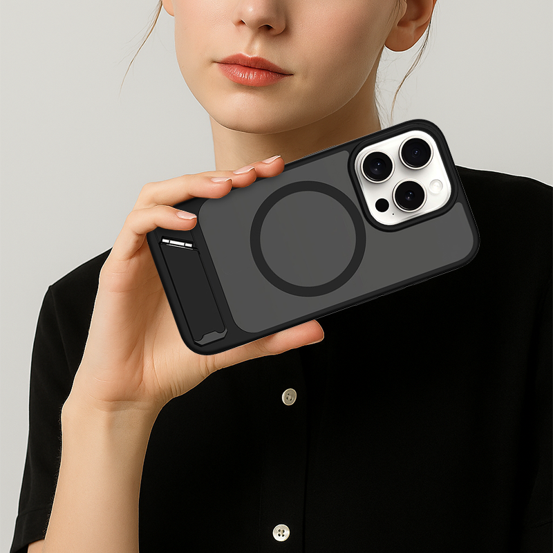 iPhone 17 Series magnetic matte case with hidden stand