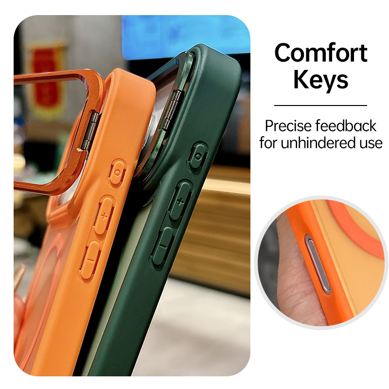 CASESUN precision metal buttons with tactile feedback on magnetic matte case.