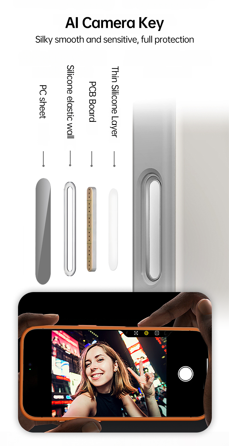 CASESUN-Close-up of AI metal camera buttons with layered internal structure.
