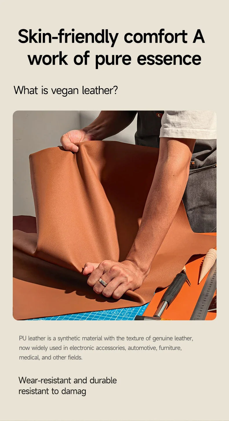 CASESUN premium vegan-leather material close-up, durable and skin-friendly.