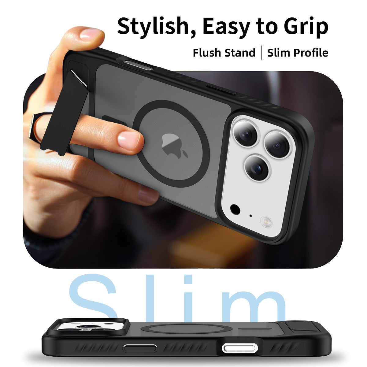 Matte Magnetic Armor Kickstand Case For iPhone 17 Pro Max
