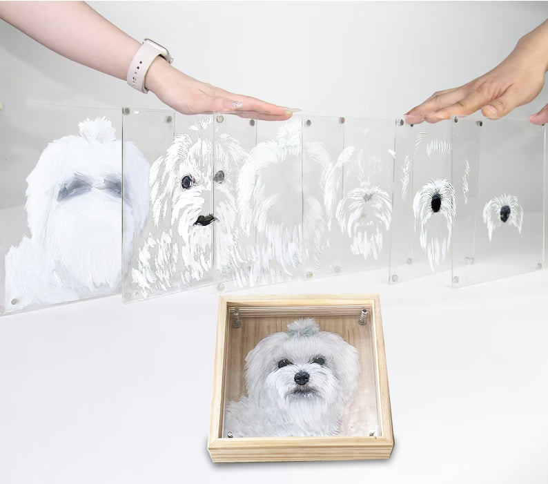 2024LuckyPet's Exquisite Hand-Painted Glass Pet Portraits: Custom Crafted for Cherished Memories
