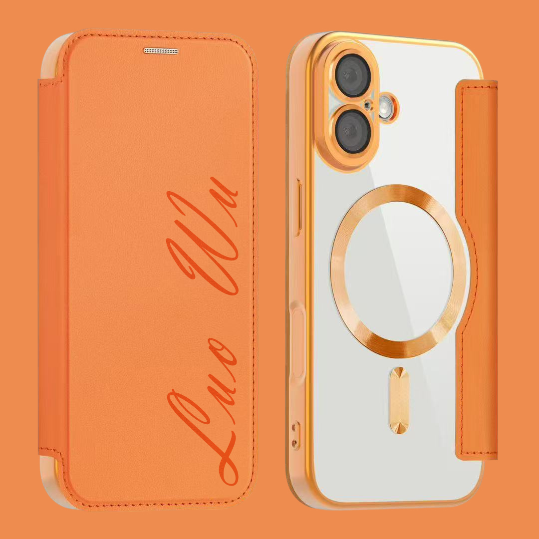 New Apple 17 series personalized leather texture flip iPhone case