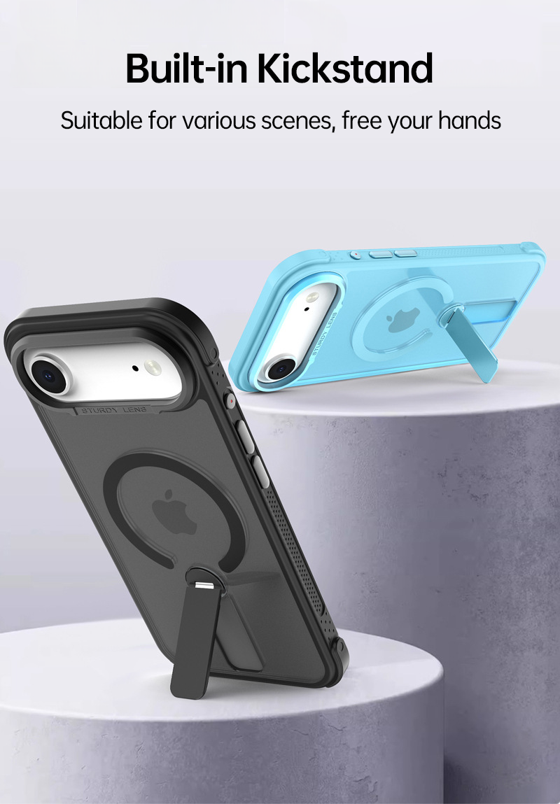 CaseSun-iPhone 17 Pro Max case with foldable kickstand, hands-free viewing in portrait and landscape mode