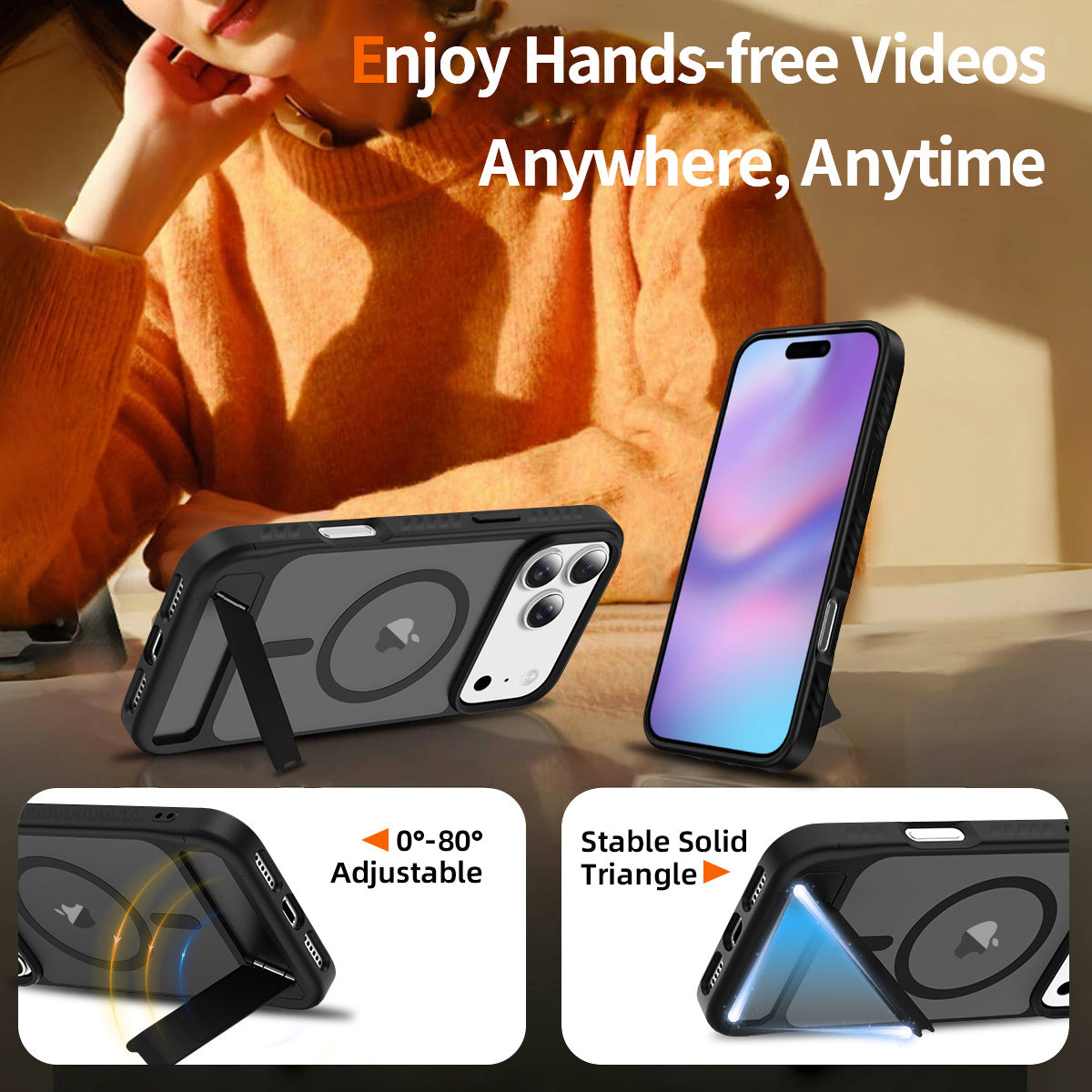 Matte Magnetic Armor Kickstand Case For iPhone 17 Pro Max