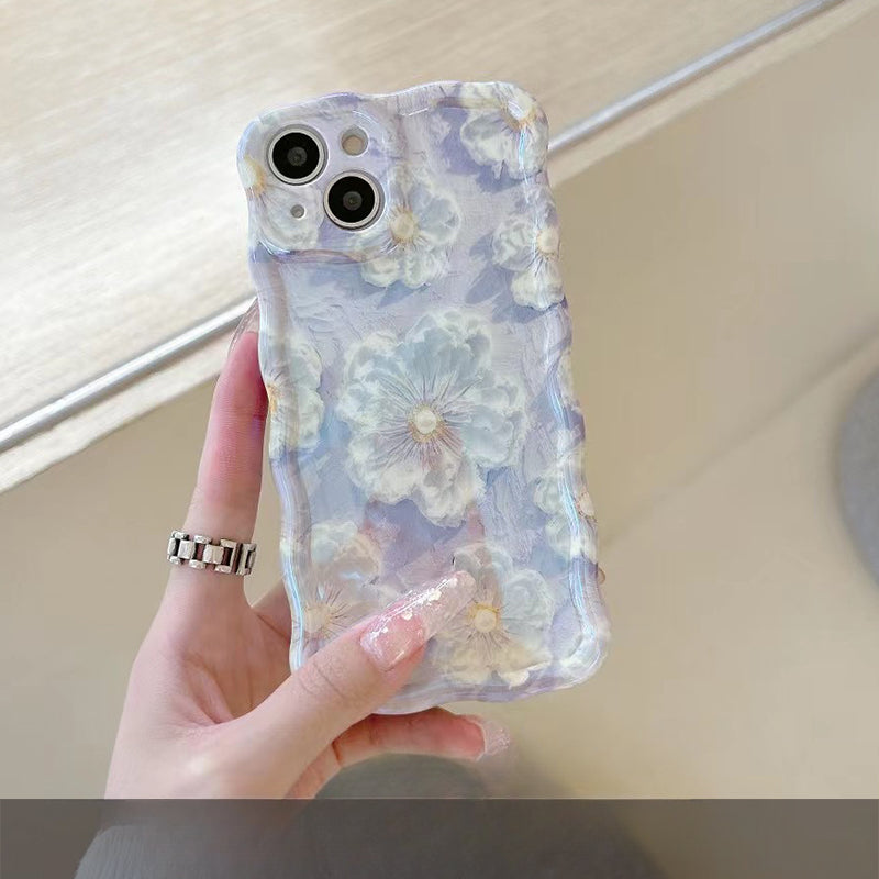Painting flower glitter beautiful and cute lens film suitable for iPhone/Samsung series silicone women's anti-fall mobile phone case