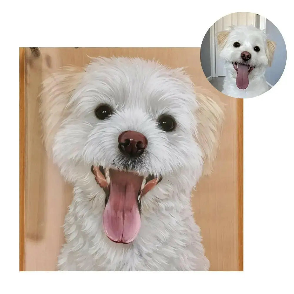 2024LuckyPet's Exquisite Hand-Painted Glass Pet Portraits: Custom Crafted for Cherished Memories