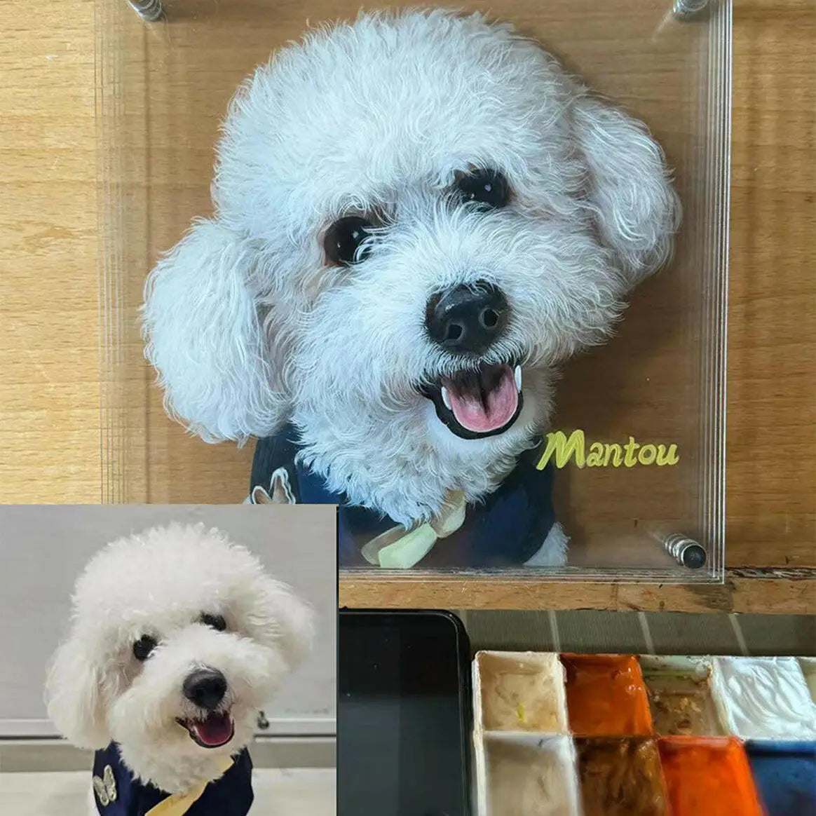 2024LuckyPet's Exquisite Hand-Painted Glass Pet Portraits: Custom Crafted for Cherished Memories