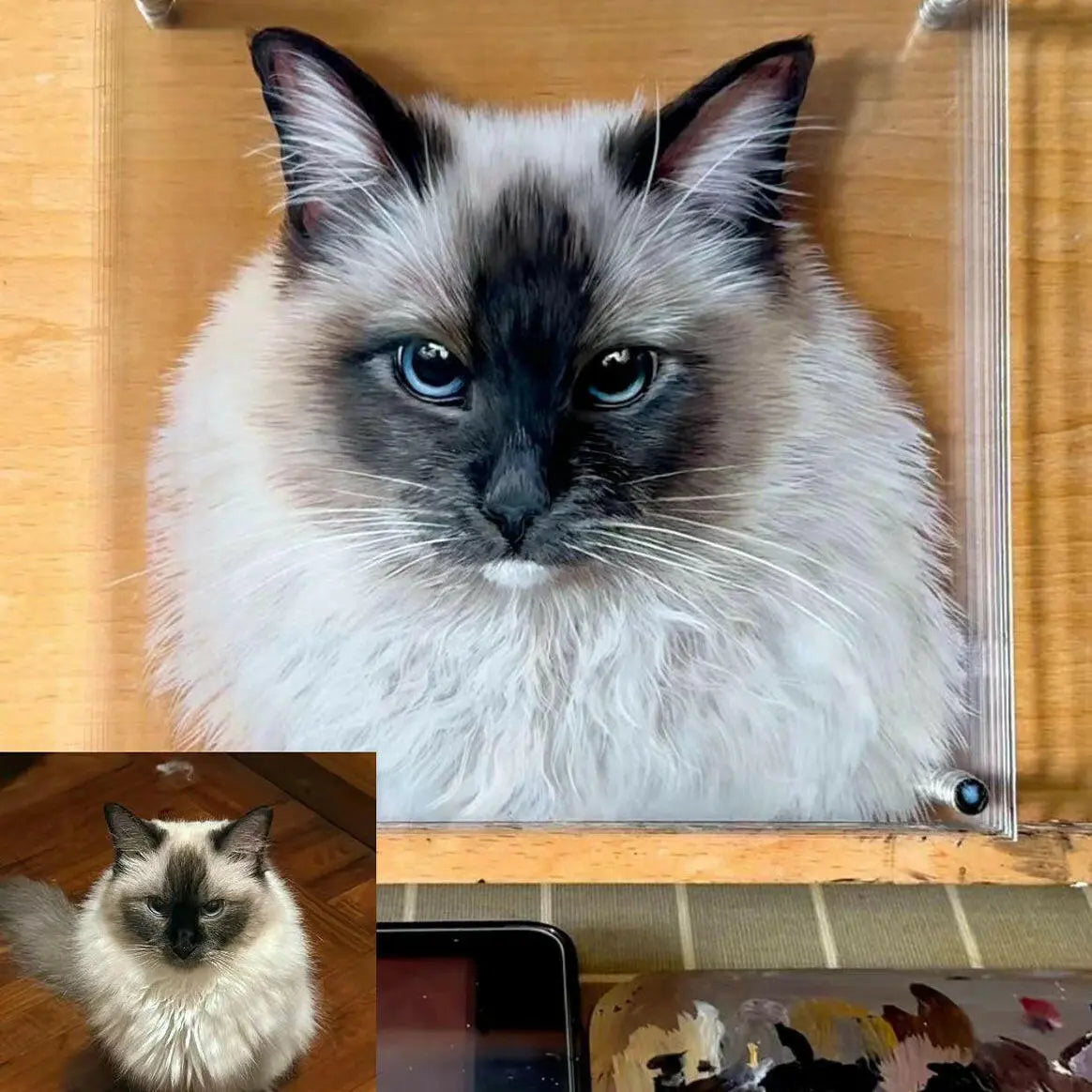 2024LuckyPet's Exquisite Hand-Painted Glass Pet Portraits: Custom Crafted for Cherished Memories