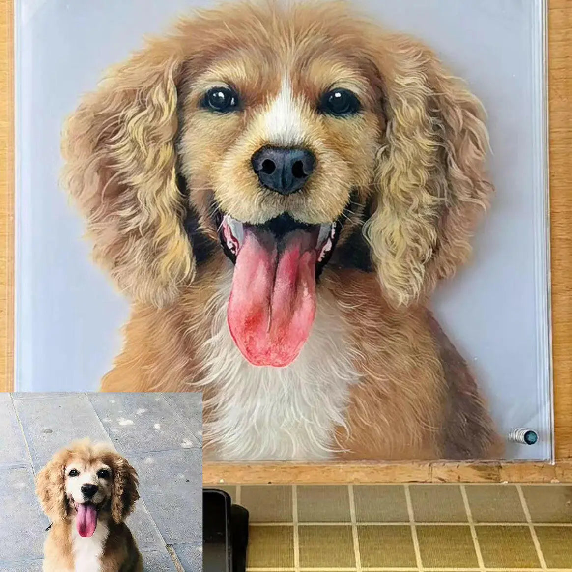 2024LuckyPet's Exquisite Hand-Painted Glass Pet Portraits: Custom Crafted for Cherished Memories