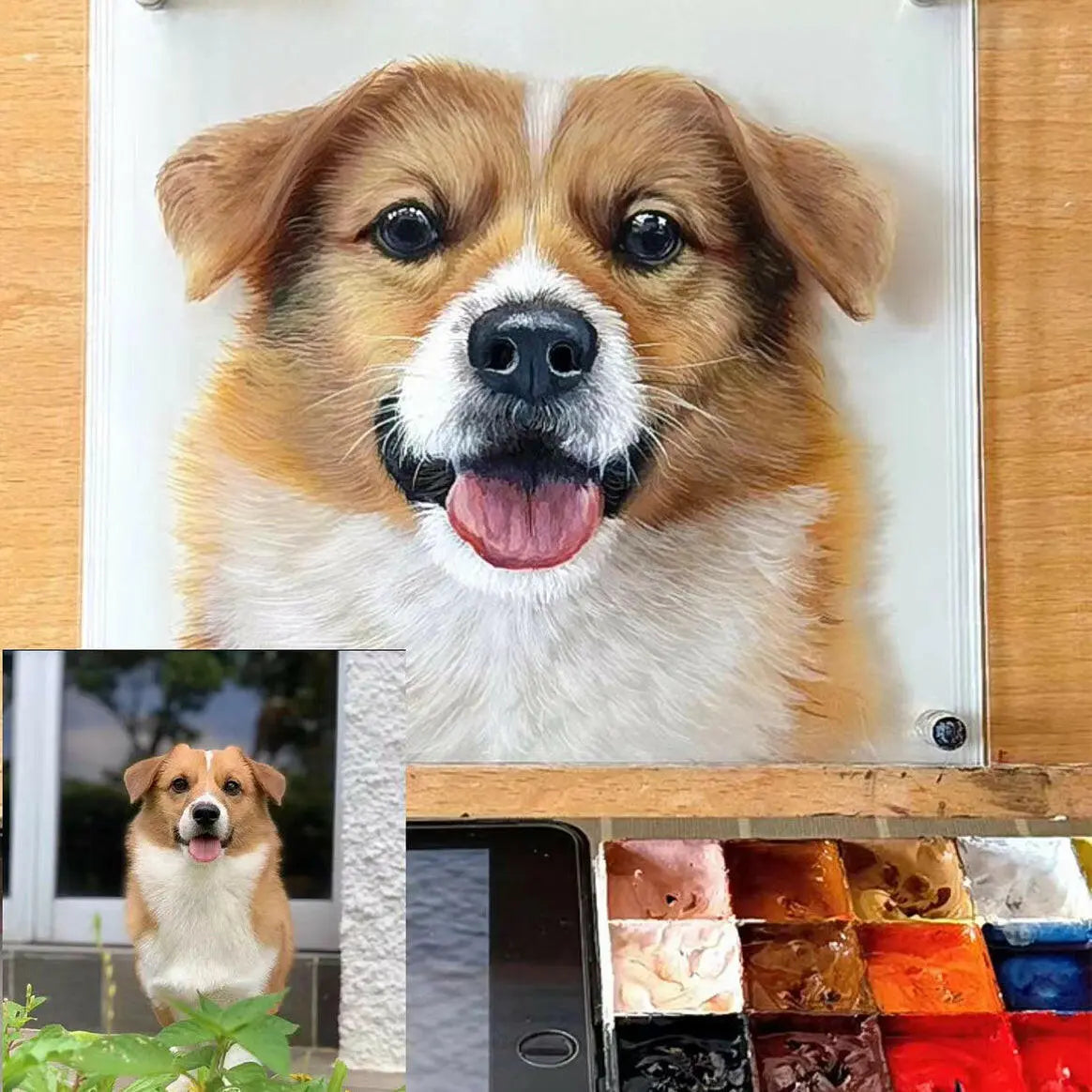 2024LuckyPet's Exquisite Hand-Painted Glass Pet Portraits: Custom Crafted for Cherished Memories