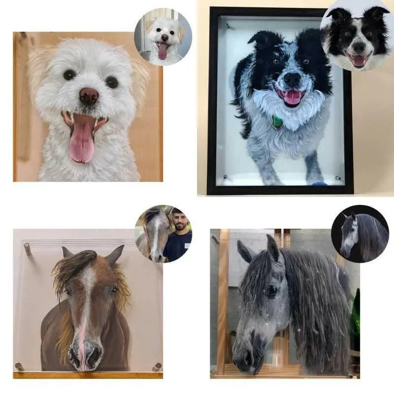 2024LuckyPet's Exquisite Hand-Painted Glass Pet Portraits: Custom Crafted for Cherished Memories