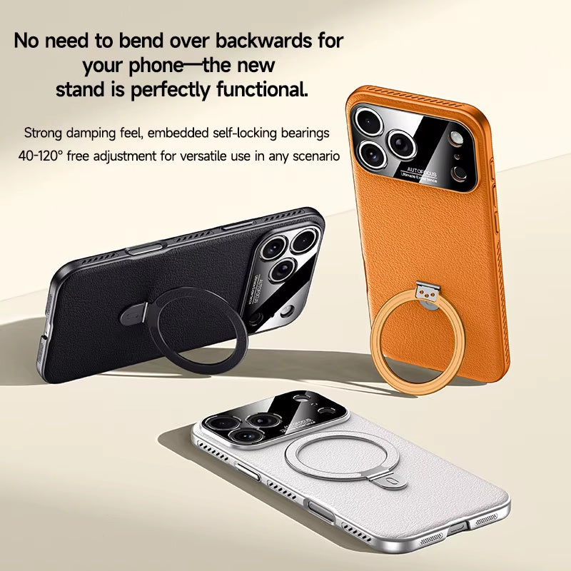 Heat-Dissipation Pivot Leather Case for iPhone 17/16/15 Series