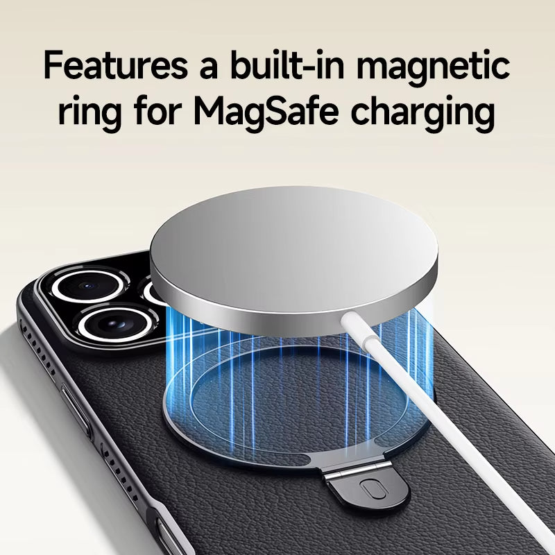 Heat-Dissipation Pivot Leather Case for iPhone 17/16/15 Series